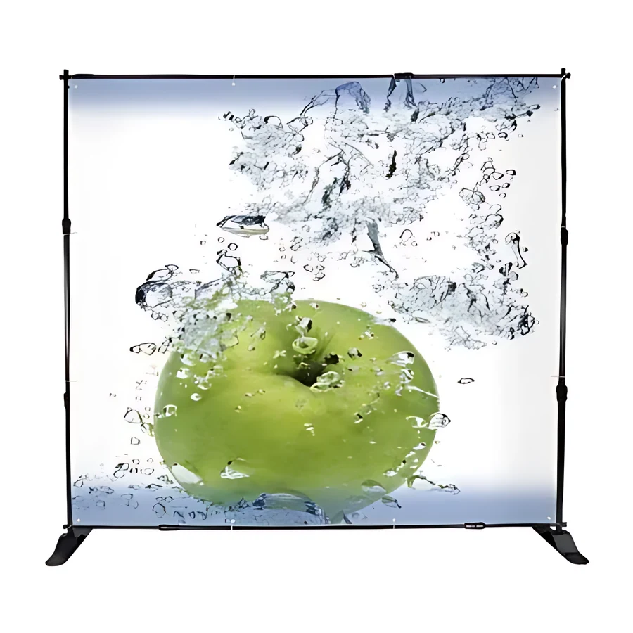 Banner photocall extensible de metal con tubos telescópicos ajustables