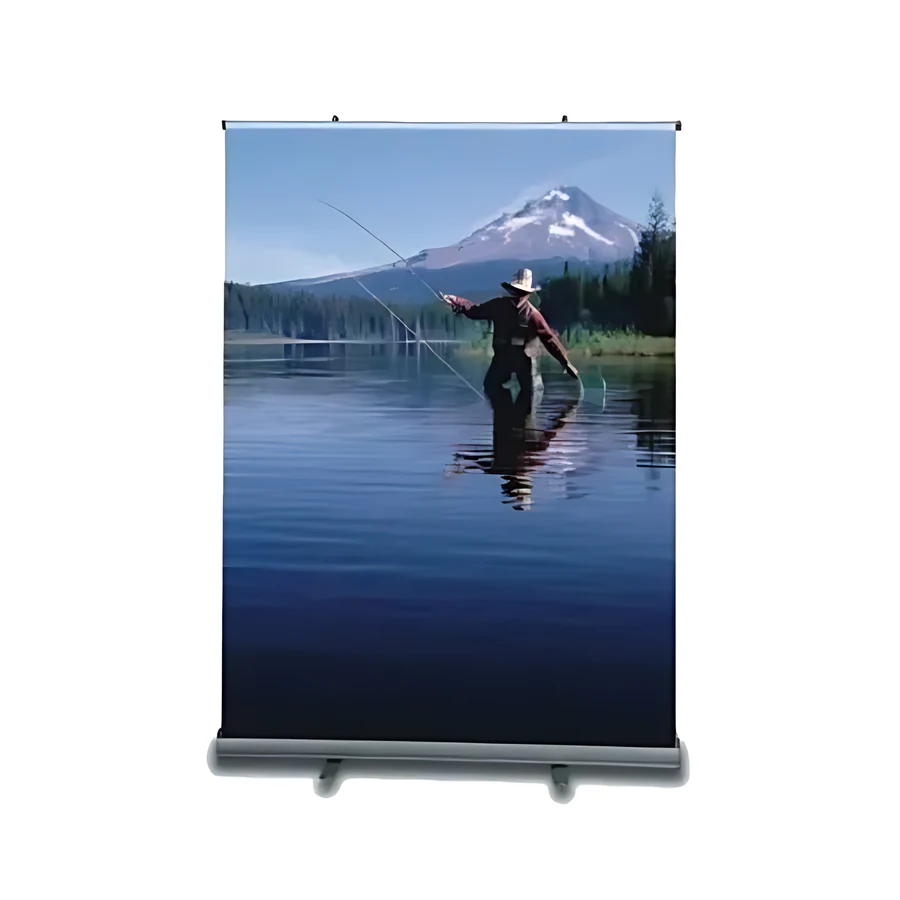 Display enrollable roll-up estándar para ferias y punto de venta