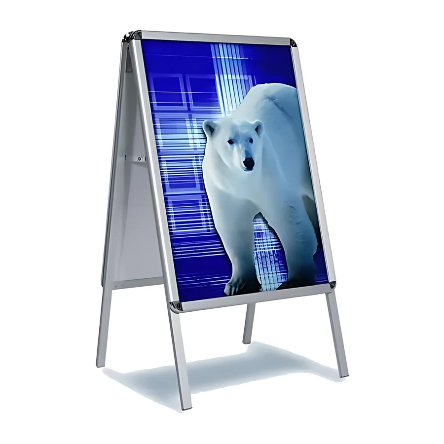 Display de exterior de aluminio a dos caras con frontal abatible