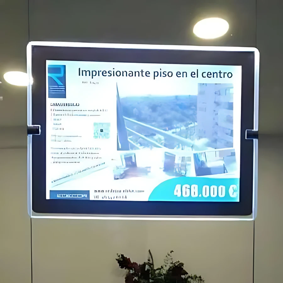 Expositor de dos pinzas iluminado 24V para gráficas A3 y A4 a una cara