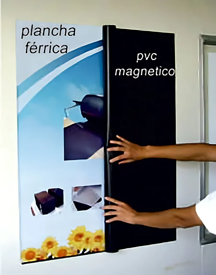 Lámina férrica de polipropileno imprimible para bases magnéticas de displays